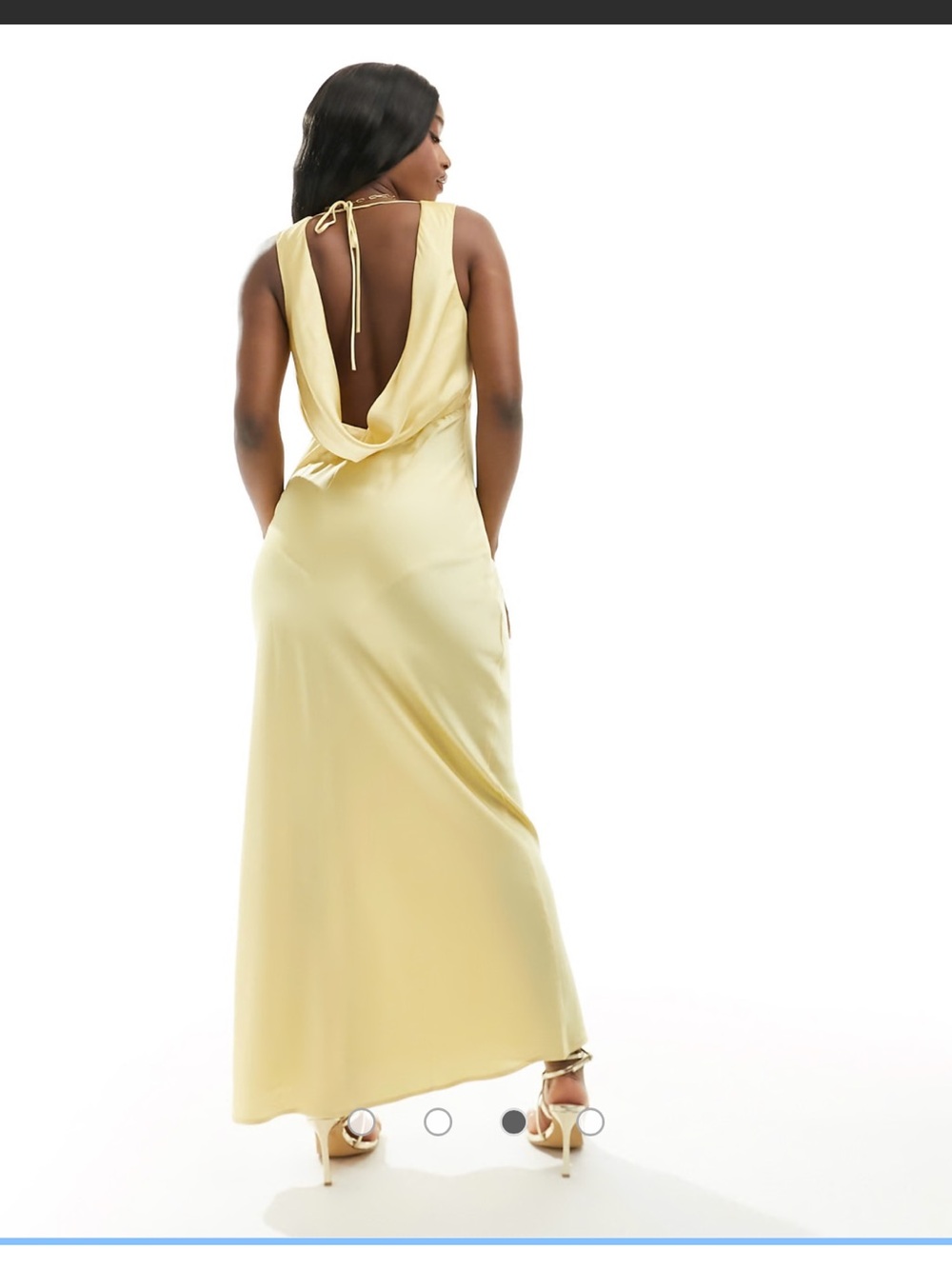 Abercrombie & Fitch Pale Yellow Backless Satin Maxi Dress